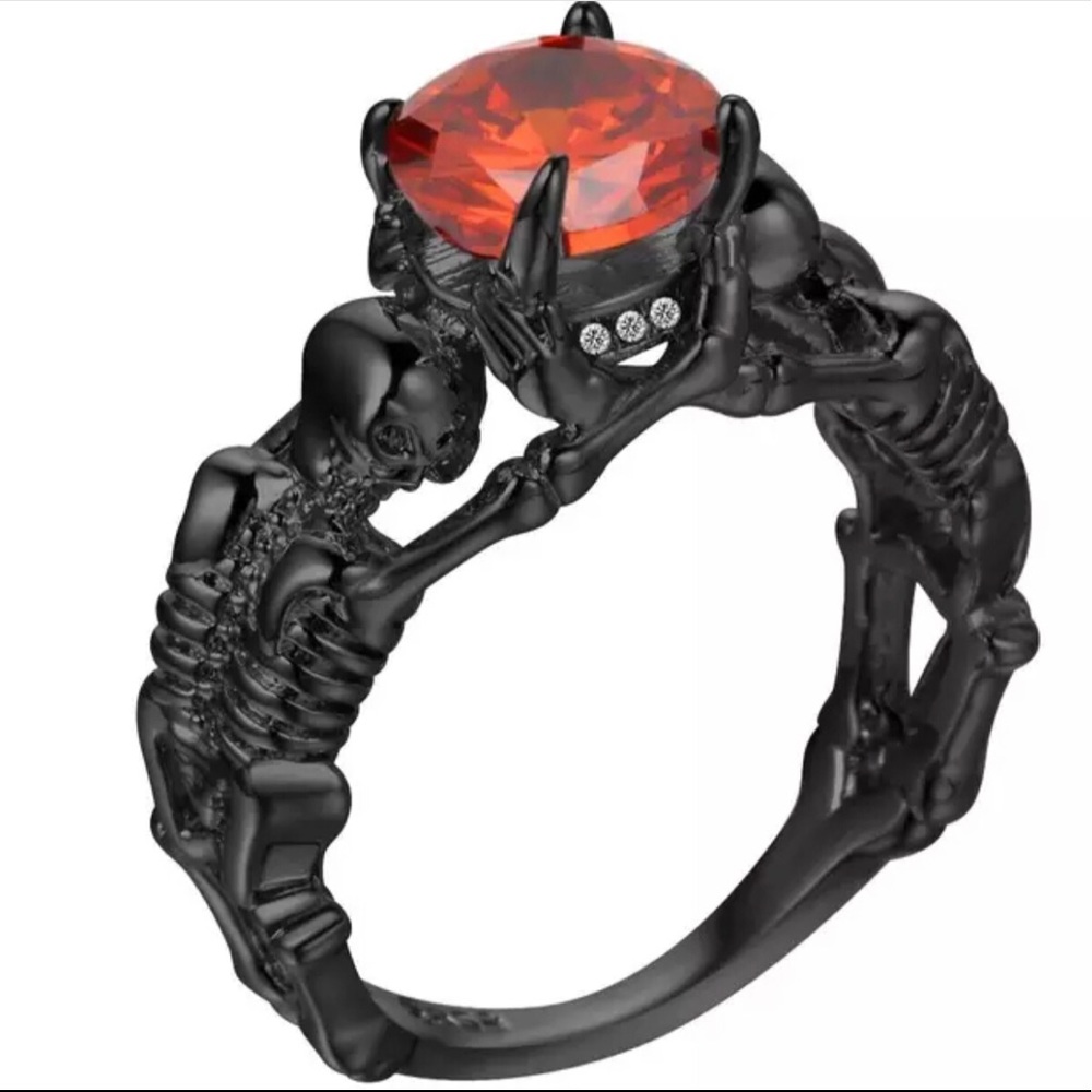 Skull 💀 Ring NW 5-10 Sizes Red!